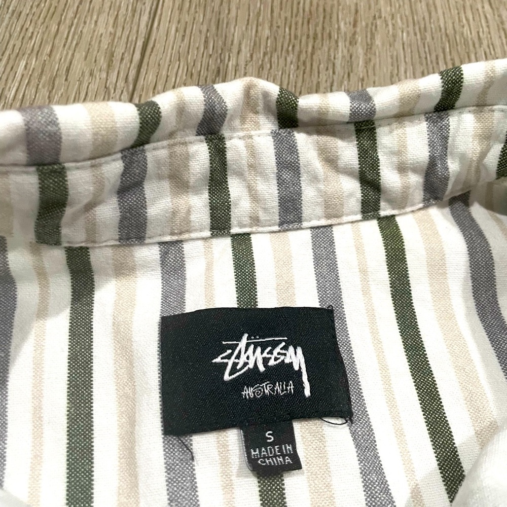 Stussy oversized striped button up 100% cotton mens small fits a XL - Picture 5 of 11